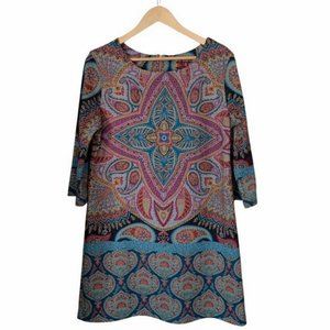 ISLE by Melis Kazan Women's Printed Multicolor Shift Dress - Medium